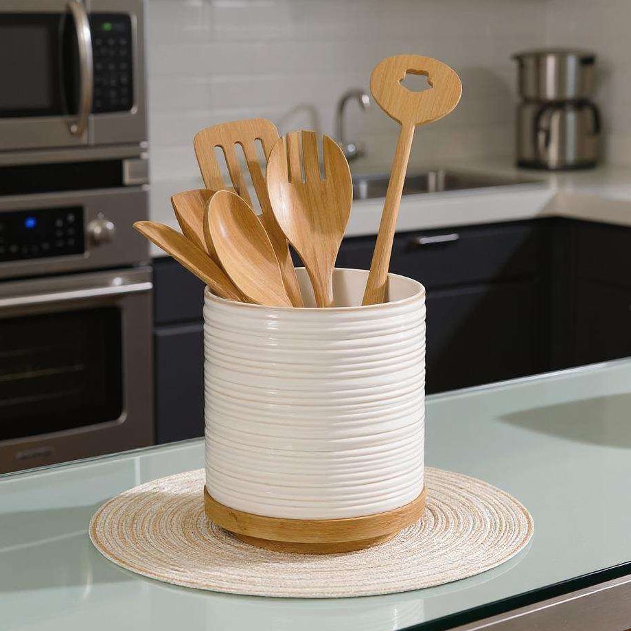 Dowan Rotating White Utensil Holder, 6.2 Inch &amp;amp; Reviews | Wayfair