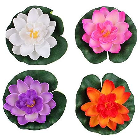 Ewanda Store Set of 4pcs Floating Pond Decor Water Lily/lotus Foam Flower