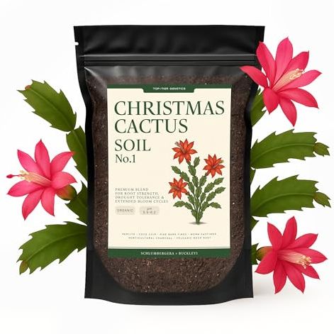 Premium Christmas Cactus Soil &amp;ndash; Organic, Nutrient-Rich, Optimal-Draining Potting Mix for Schlumbergera &amp;ndash; Promotes Healthy Roots, Balanced Moisture &amp;amp; Vibrant Blooms &amp;ndash; Ready to Use (2 Qts)