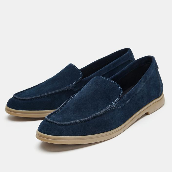 Zara, Navy Suede Loafers