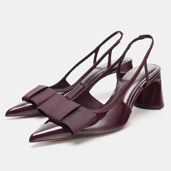 Zara slingback heels with bow