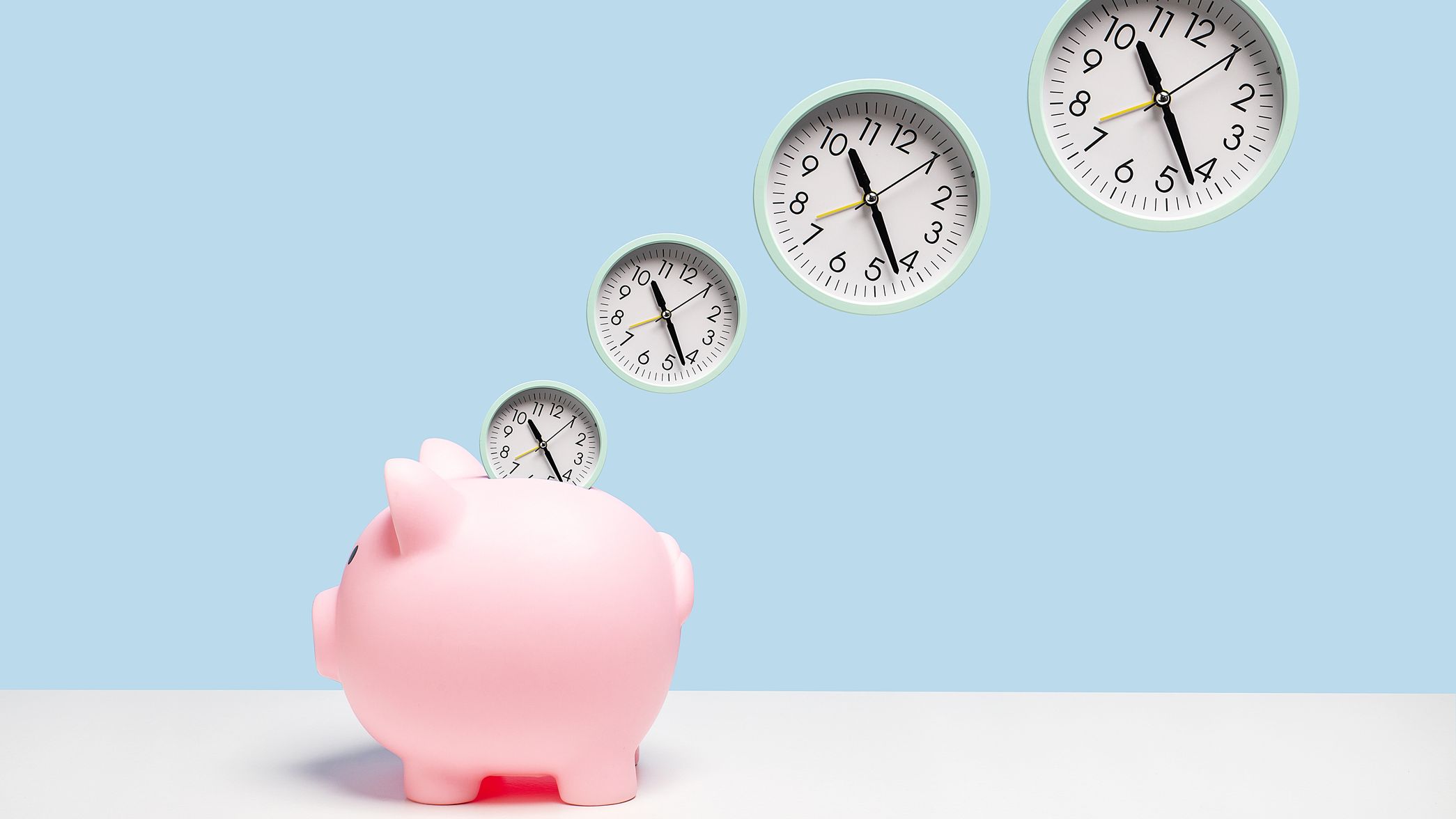 a piggy bank growing over time