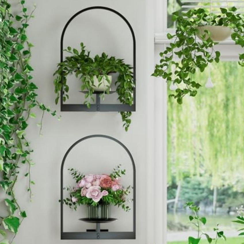 BUTUNITA, Black Metal Wall Plant Stands