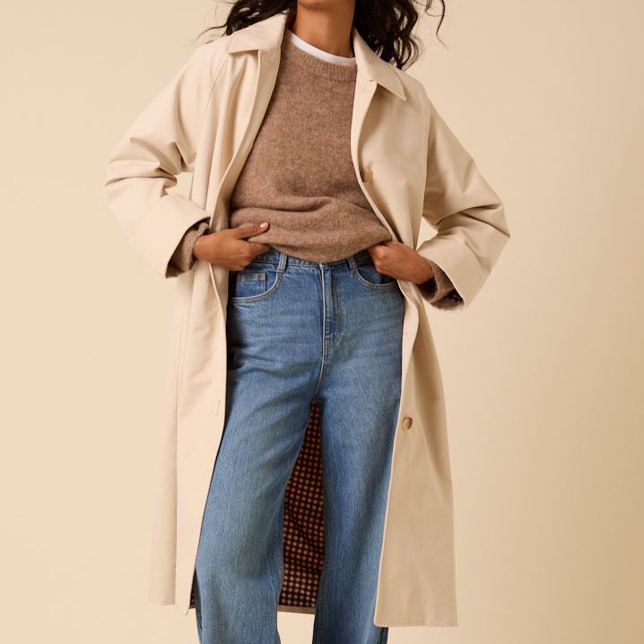 Stone Single Breasted Trench Coat