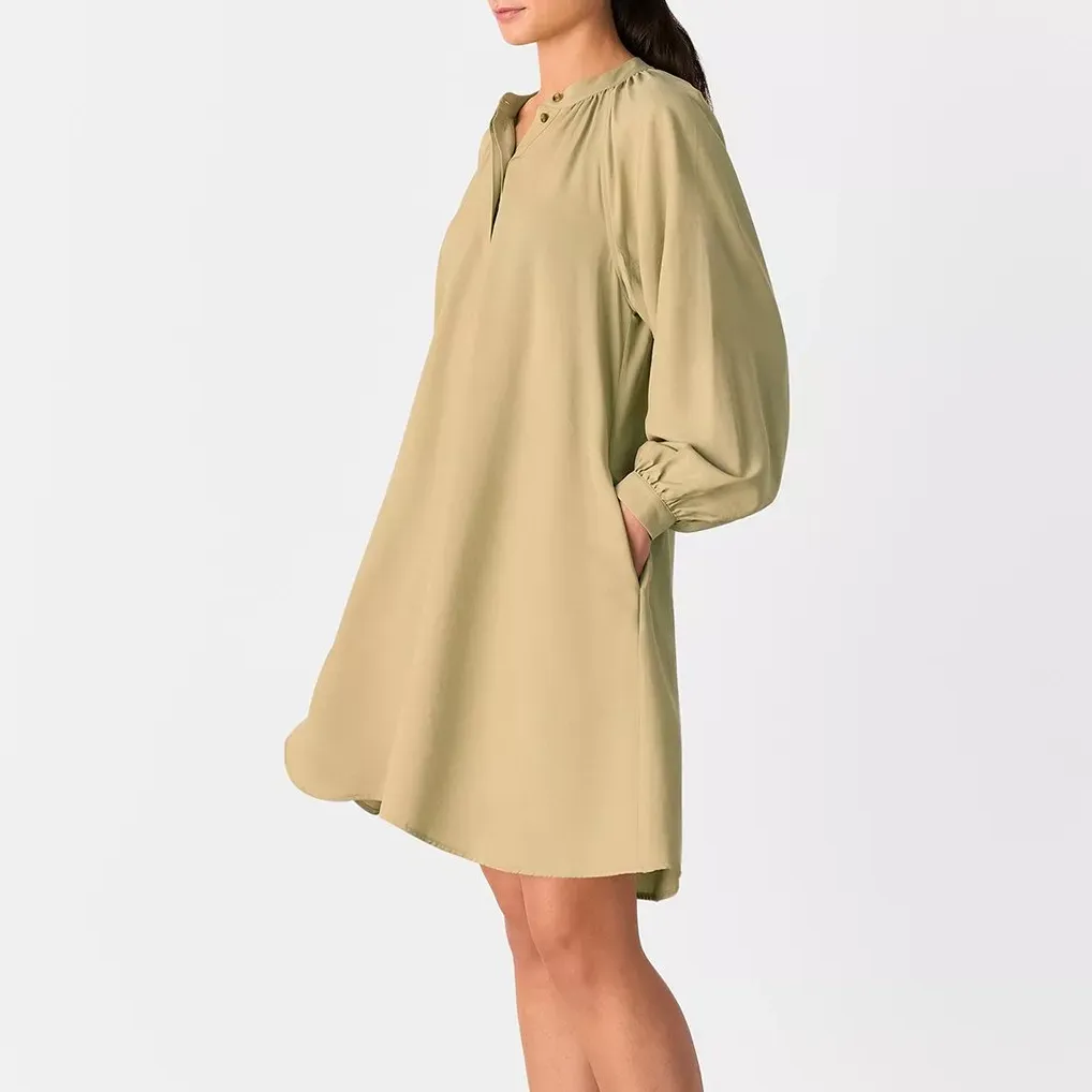 Whistles Full Volume Gathered Dress, Sage Green