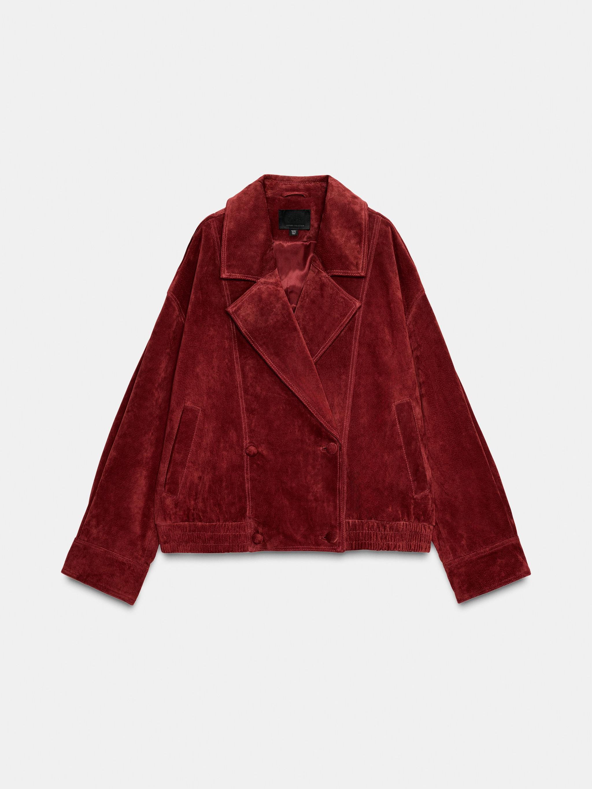 100% Suede Leather Jacket With Tabs