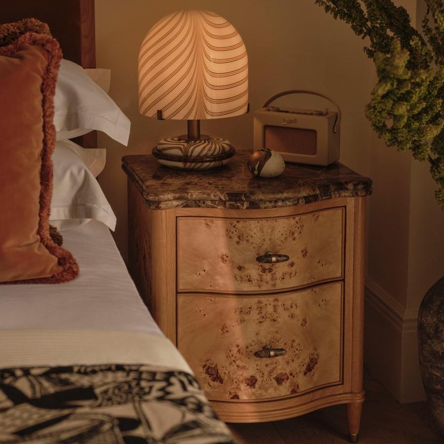 Valerie Bedside Table, Dark Emperador Marble