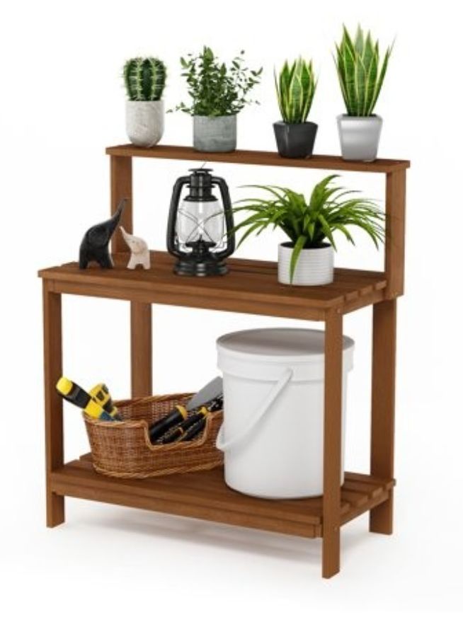Furinno, Tioman Outdoor Natural Wood Potting Bench