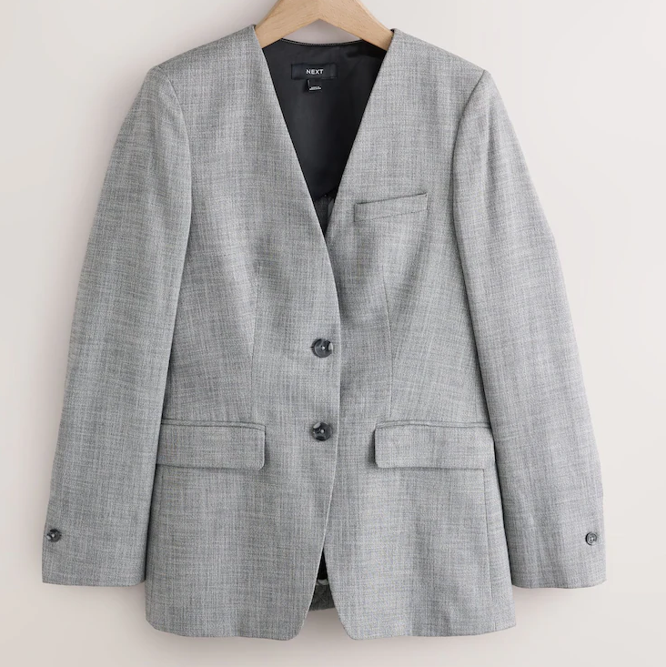 Next, grey Collarless Blazer