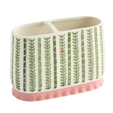 Green Pattern Frill Toothbrush Tidy