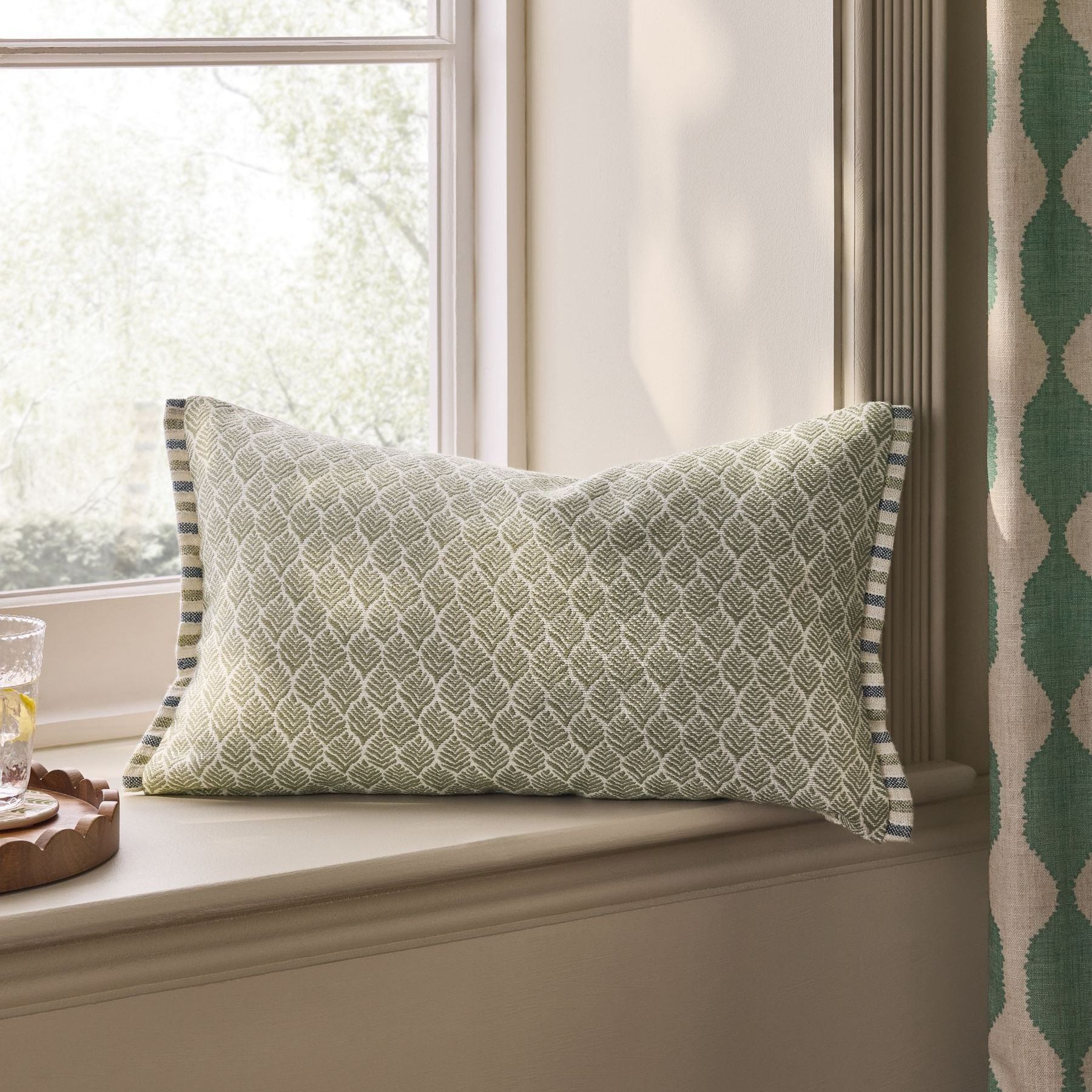 Sage Green 50 X 30cm Reversible Stripe Cushion