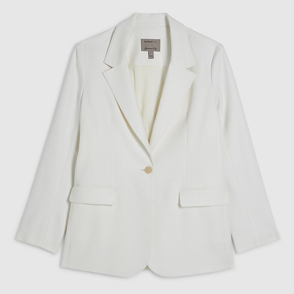 River Island White Single-Breasted Blazer