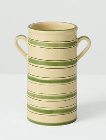 Cortona Stripe Utensil Jar | Cream/leaf