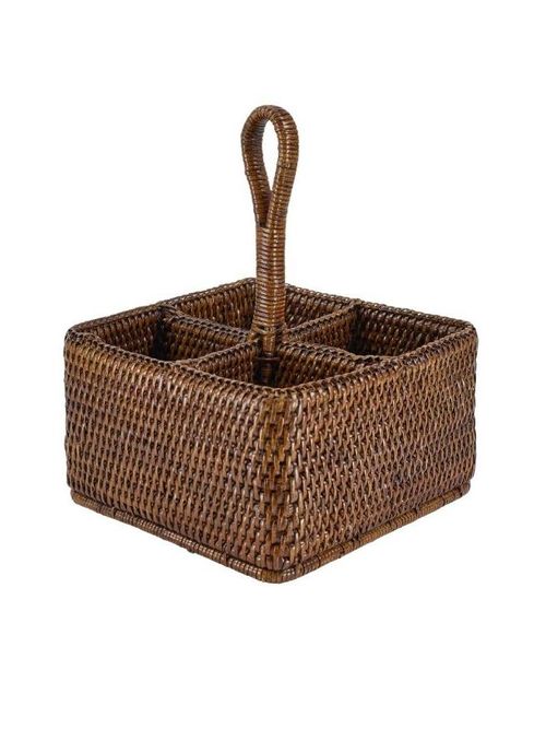 Rattan Cutlery and Condiment Carrier