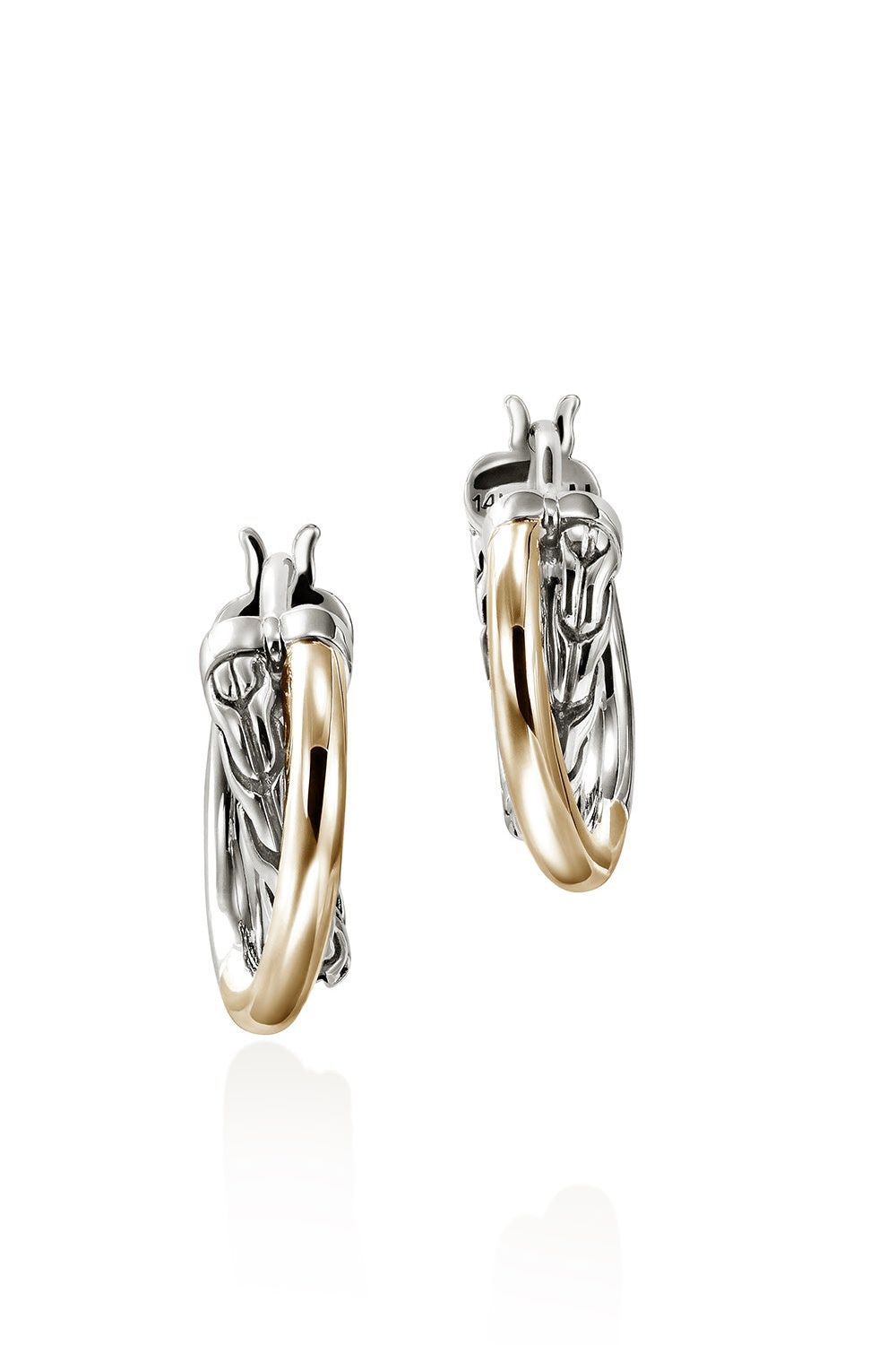 Jh Essential Crossover Hoop Earring, Gold, Sterling Silver, 15mm|ezz98713