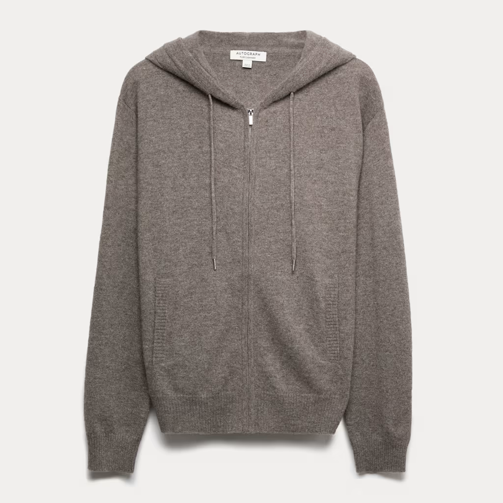 M&amp;amp;S cashmere zip up knitted hoodie