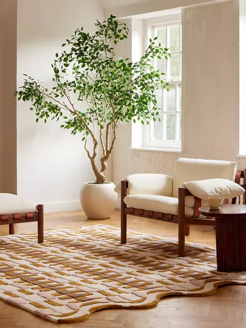 Tufted Wool Geometric Scalloped Rug