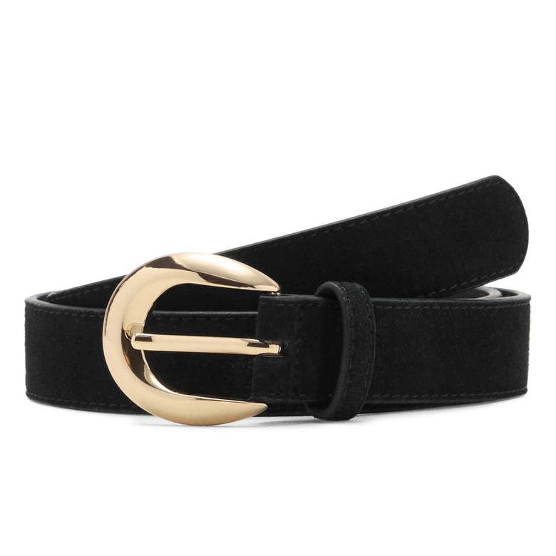 Oval Buckle Suede Belt