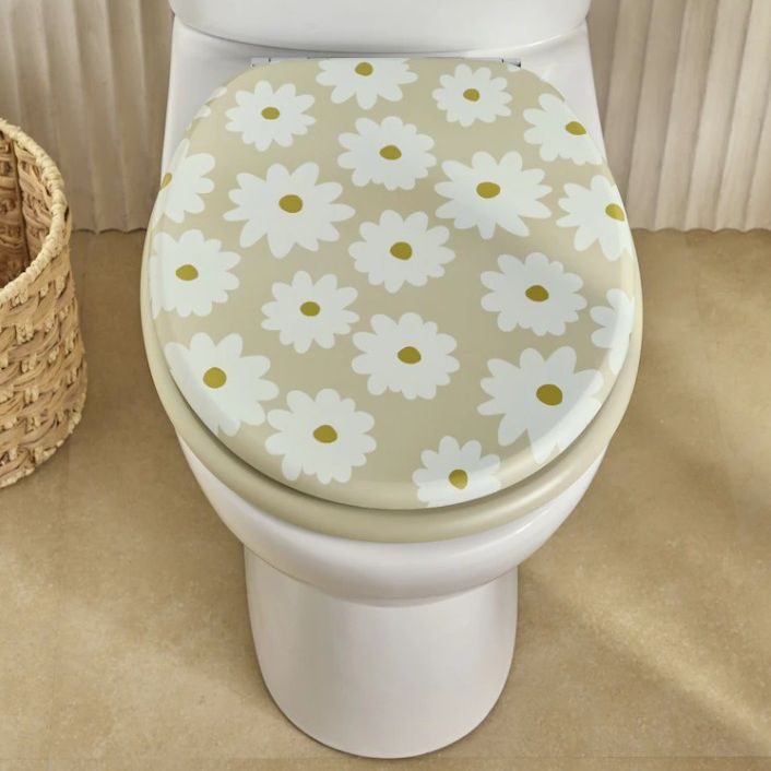 Next Daisy Toilet Seat on white toilet in neutral bathroom setting