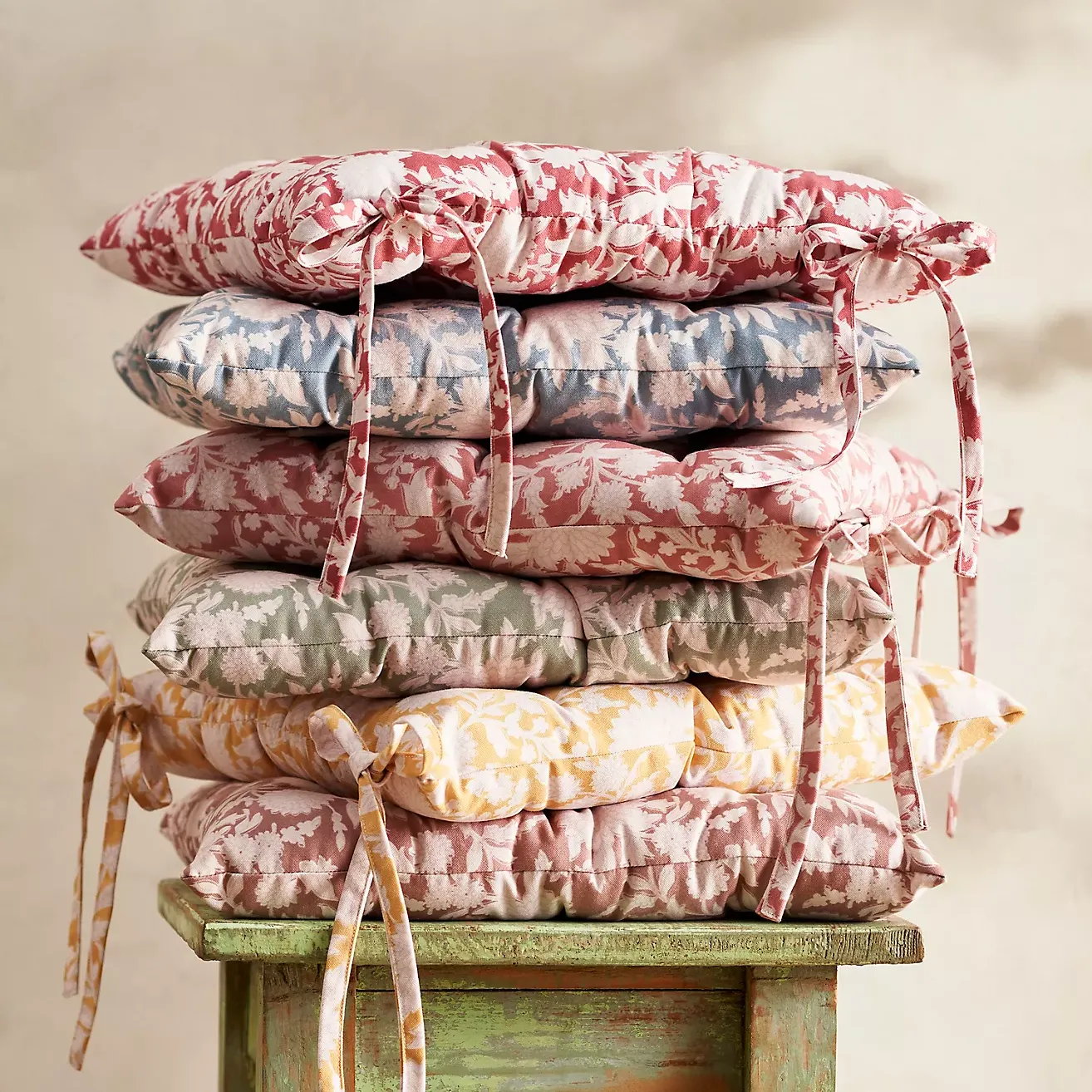 Floral Block Print Seat Cushion