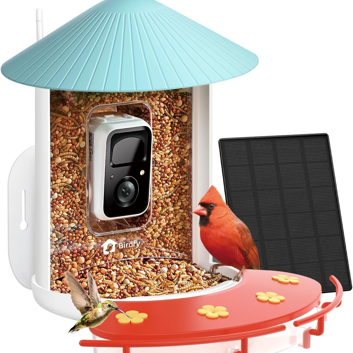 Netvue Birdfy&amp;reg; Hummee Smart Hummingbird Feeder With Camera, Auto Capture Bird Videos &amp;amp; Birdwatching Up-Close, 2 in 1 Feeders Attract More Hummingbirds, Ideal Present for Bird Lover