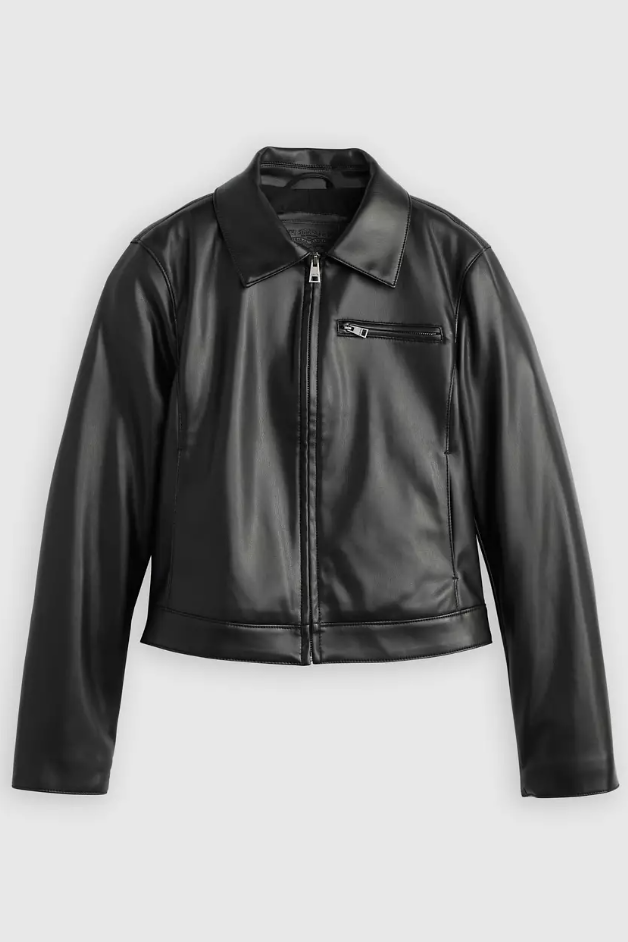 Levi, Faux Leather Laydown Zip-Up Jacket