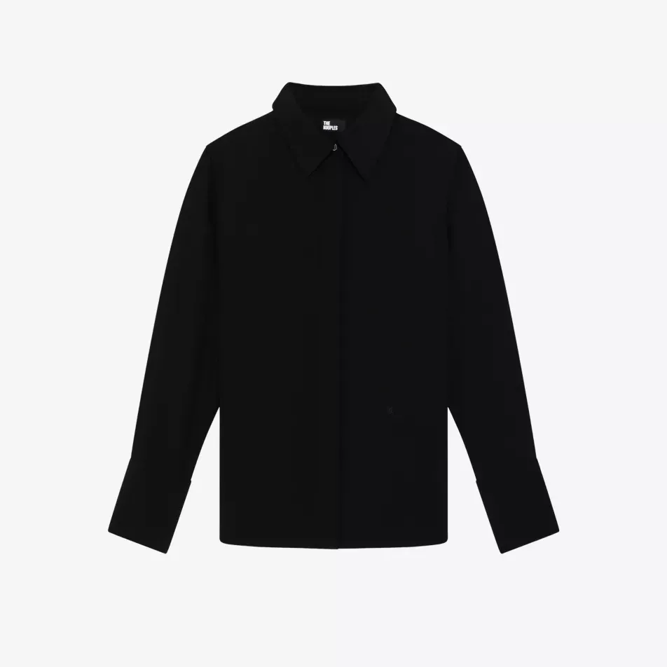 Straight-Cut Long-Sleeve Satin Shirt - Xs