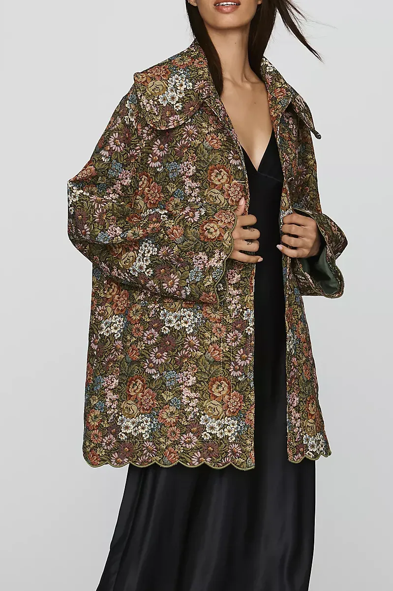 Farm Rio Flower Jacquard Trench Coat