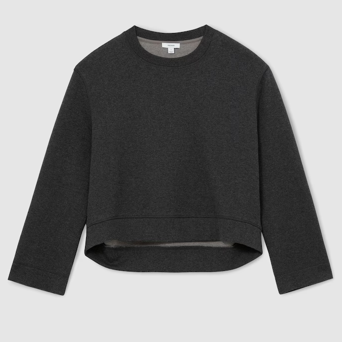 Reiss, Cotton-Blend Grey Sweatshirt with Cashmere