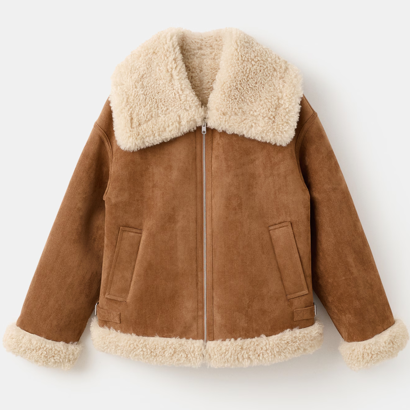 Mango brown shearling coat