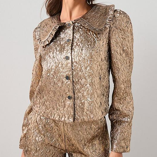 The Very Collection, Textured Peter Pan Collared Crop Jacket