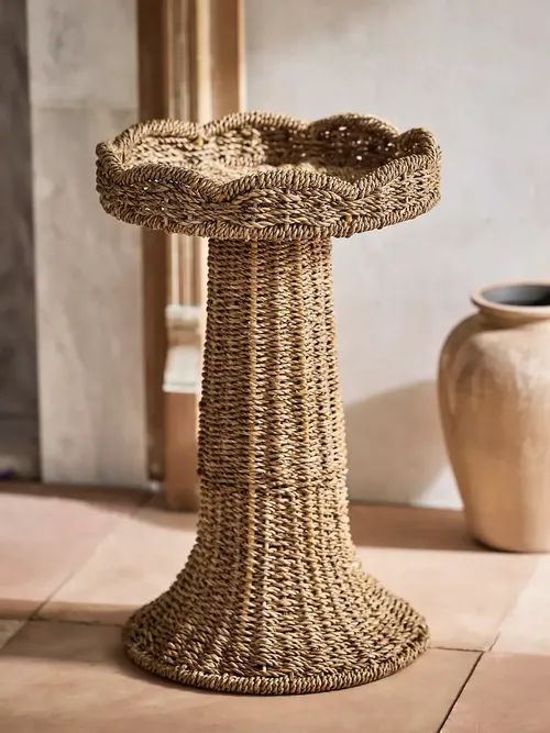 Scalloped Wicker Plant Stand