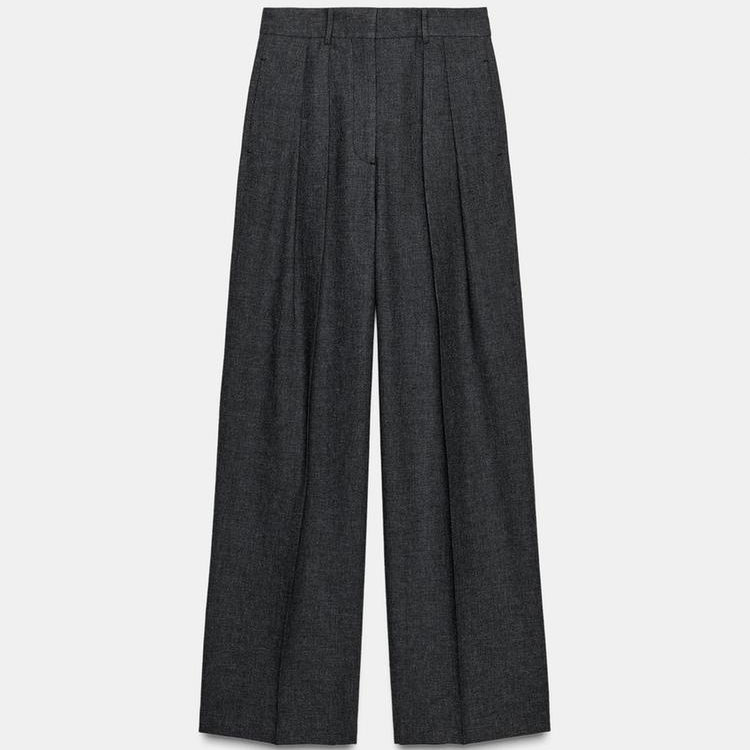 Zara high waisted, grey suit trousers