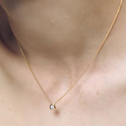 Gold Vermeil Pear Diamond Chain Necklace - Lab Grown Diamond