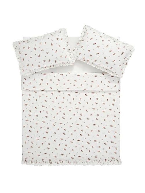 Darcy Rose Ivory White Ruffle Linen Blend Duvet Set