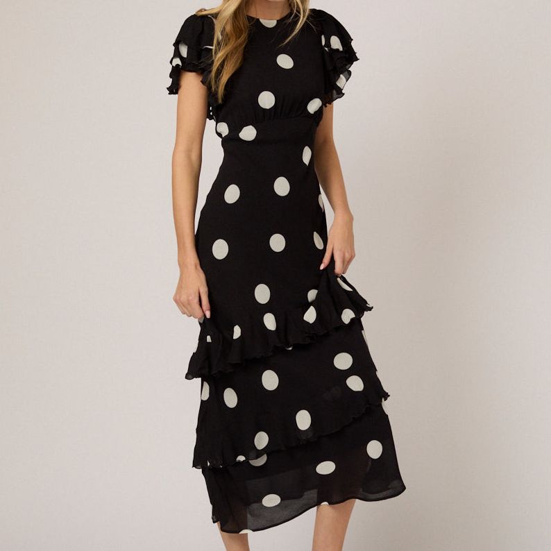 Black Polka Dot Marley Midi Dress