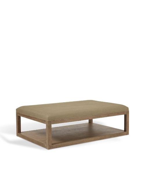 Glin Linen Ottoman - Wild Oats Wide Herringbone