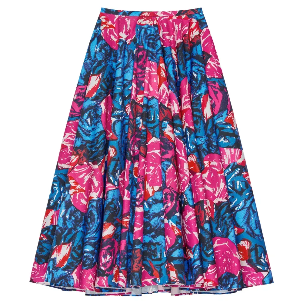 Givenchy Long Circular Skirt in Poplin With Floral Print | 36
