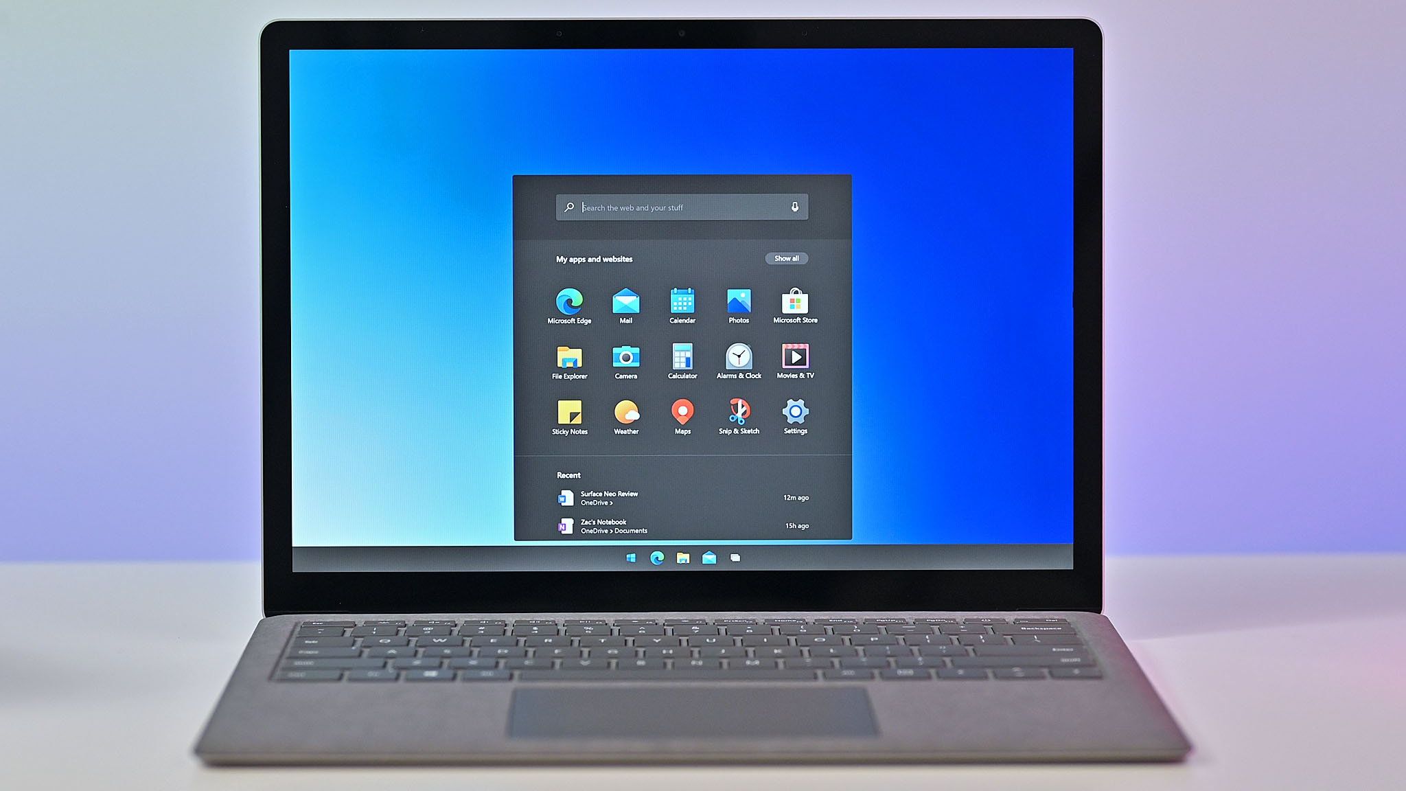 Windows 10X mock laptop dark