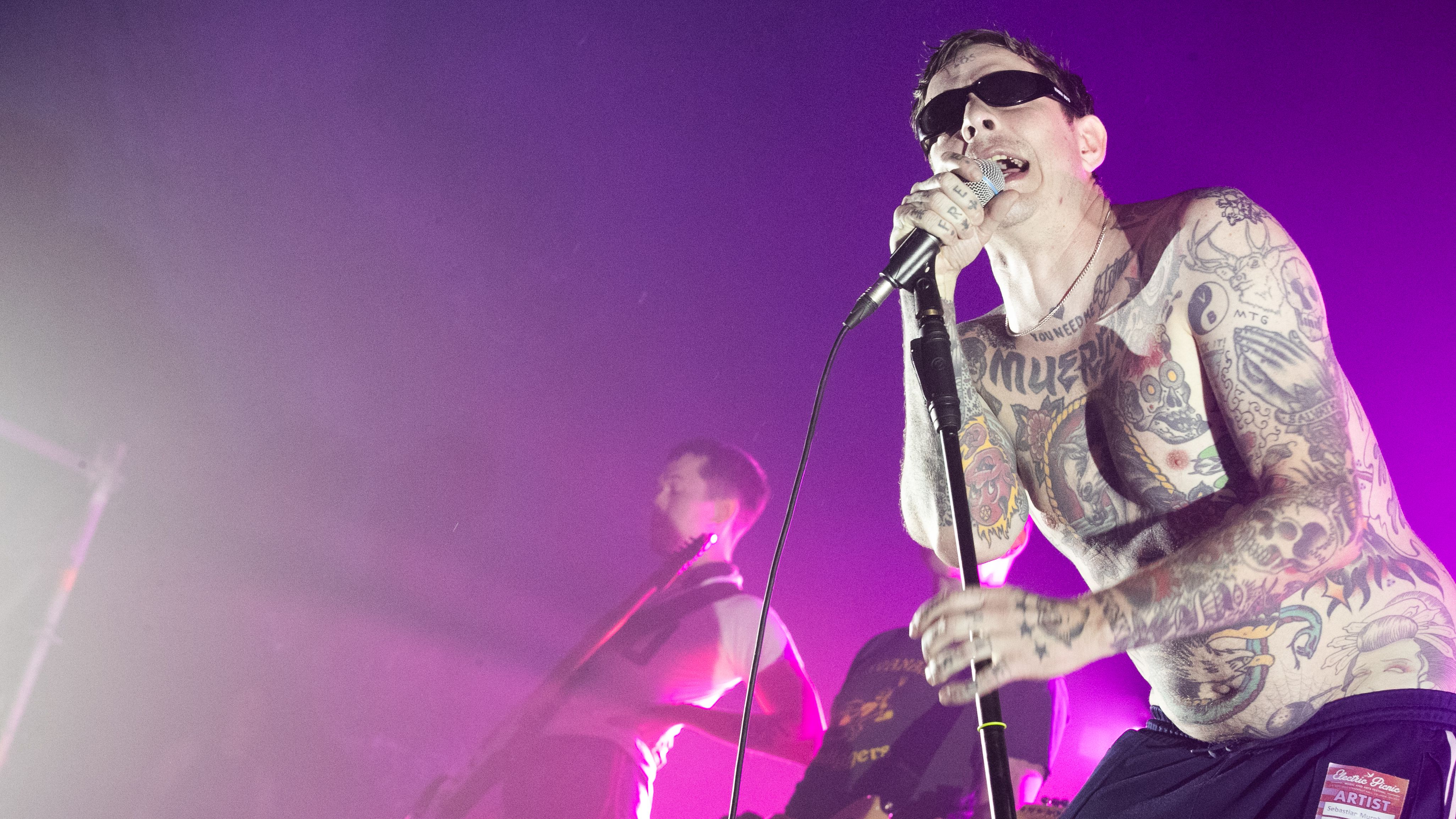 STRADBALLY, IRELAND - SEPTEMBER 01: Sebastian Murphy of Viagra Boys performs at Electric Picnic Festival 2023 at Stradbally Estate on September 01, 2023 in Stradbally, Ireland. (Photo by Kieran Frost/Redferns)