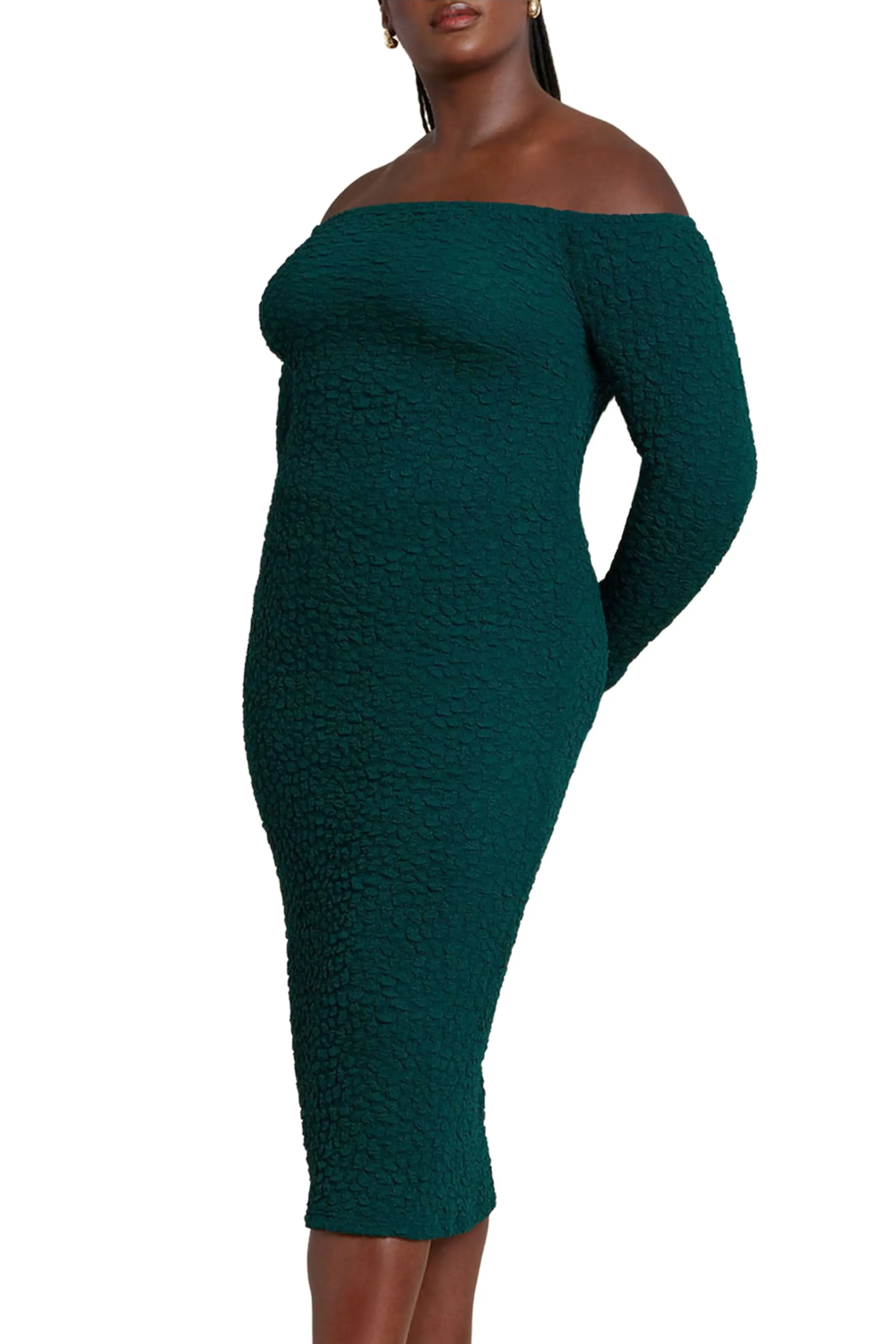 Eloquii Off Shoulder Textured Dress