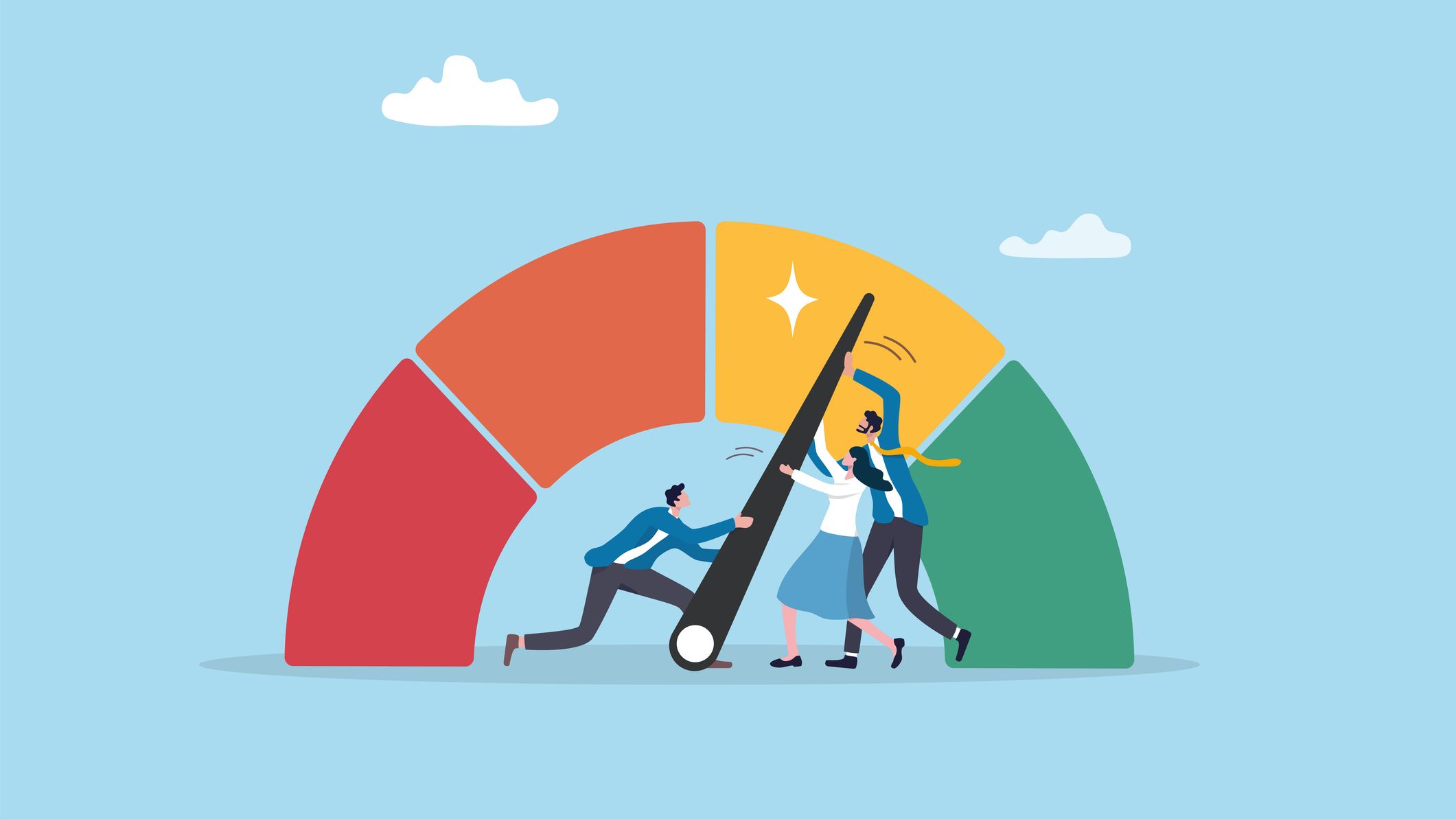 a picture of people raising an arrow to improve credit