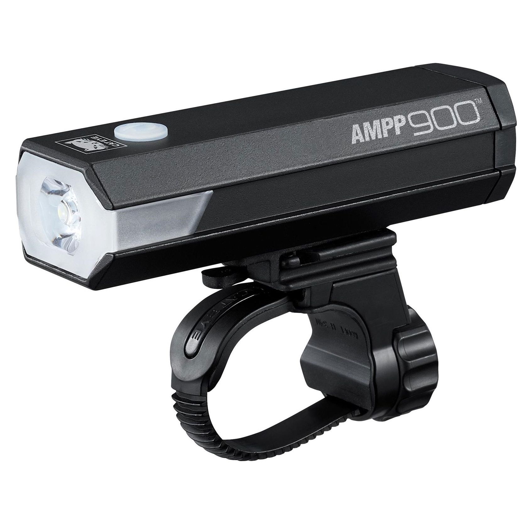 An black bike light on a white background