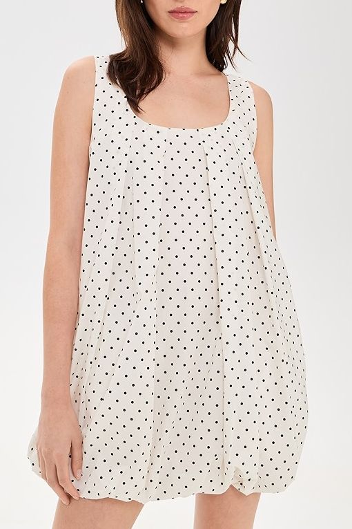 Damson Dress - White Black Dots