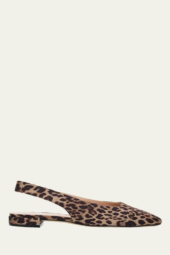 Stassi Leopard Grosgrain Slingback Flats