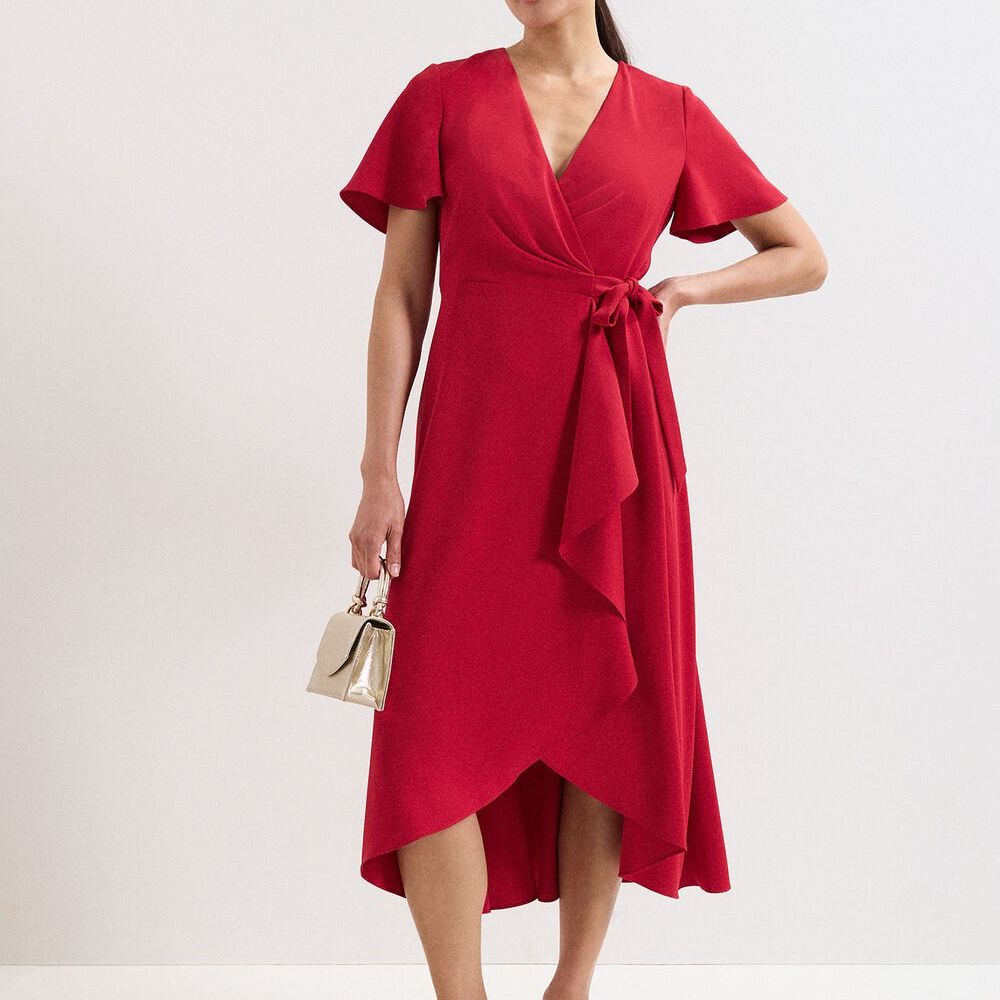 Julissa Red Wrap Midi Dress