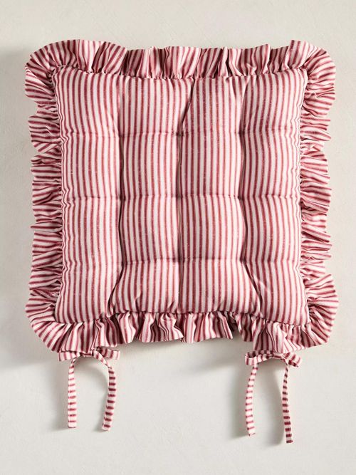 Ruffled Stripe Seat Cushion