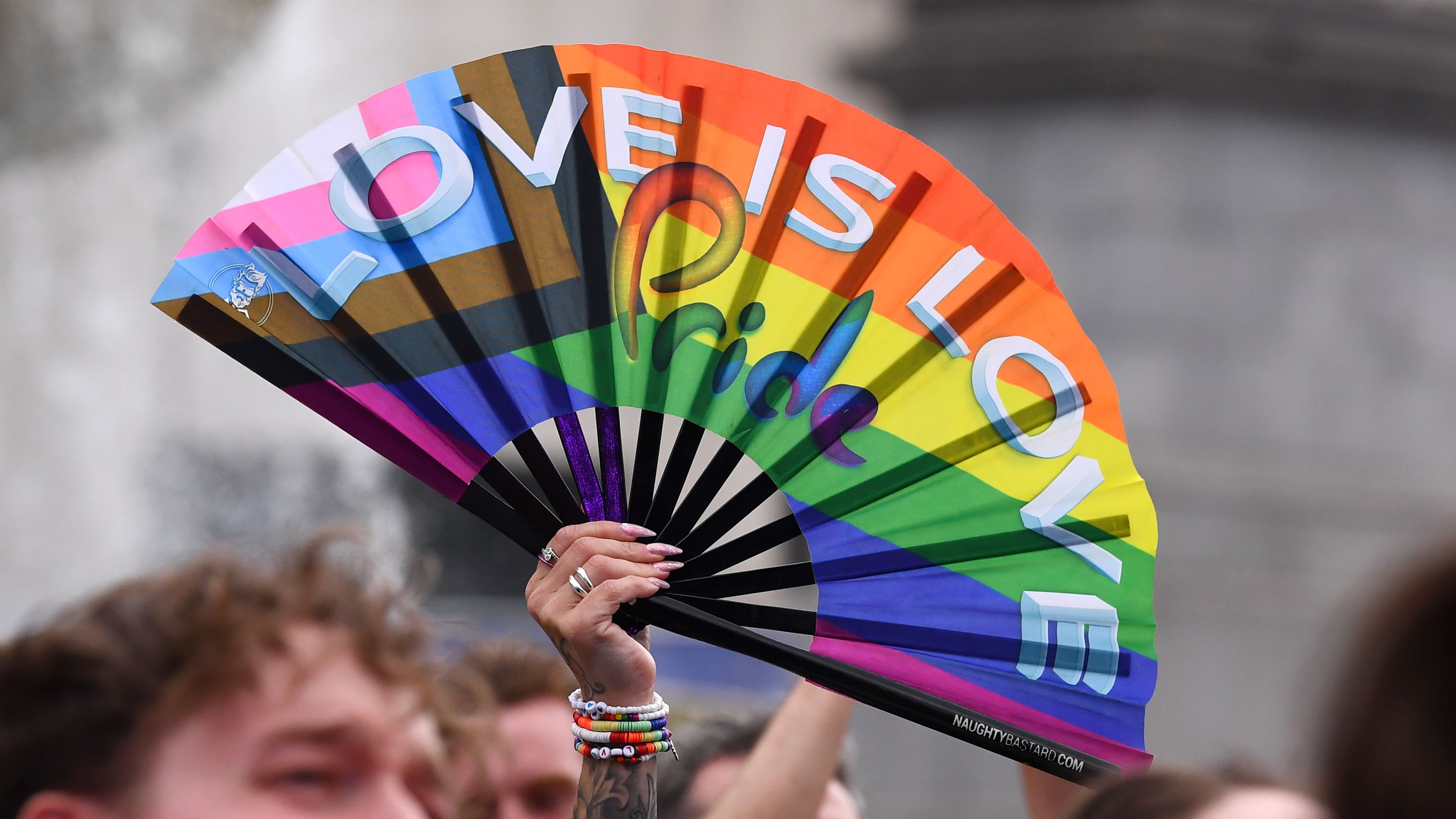 LONDON, ENGLAND - JULY 05: A general view of a fan during the Pride In London 2025 parade in Central London on July 05, 2025 in London, England. (Photo by Joe Maher/Getty Images)