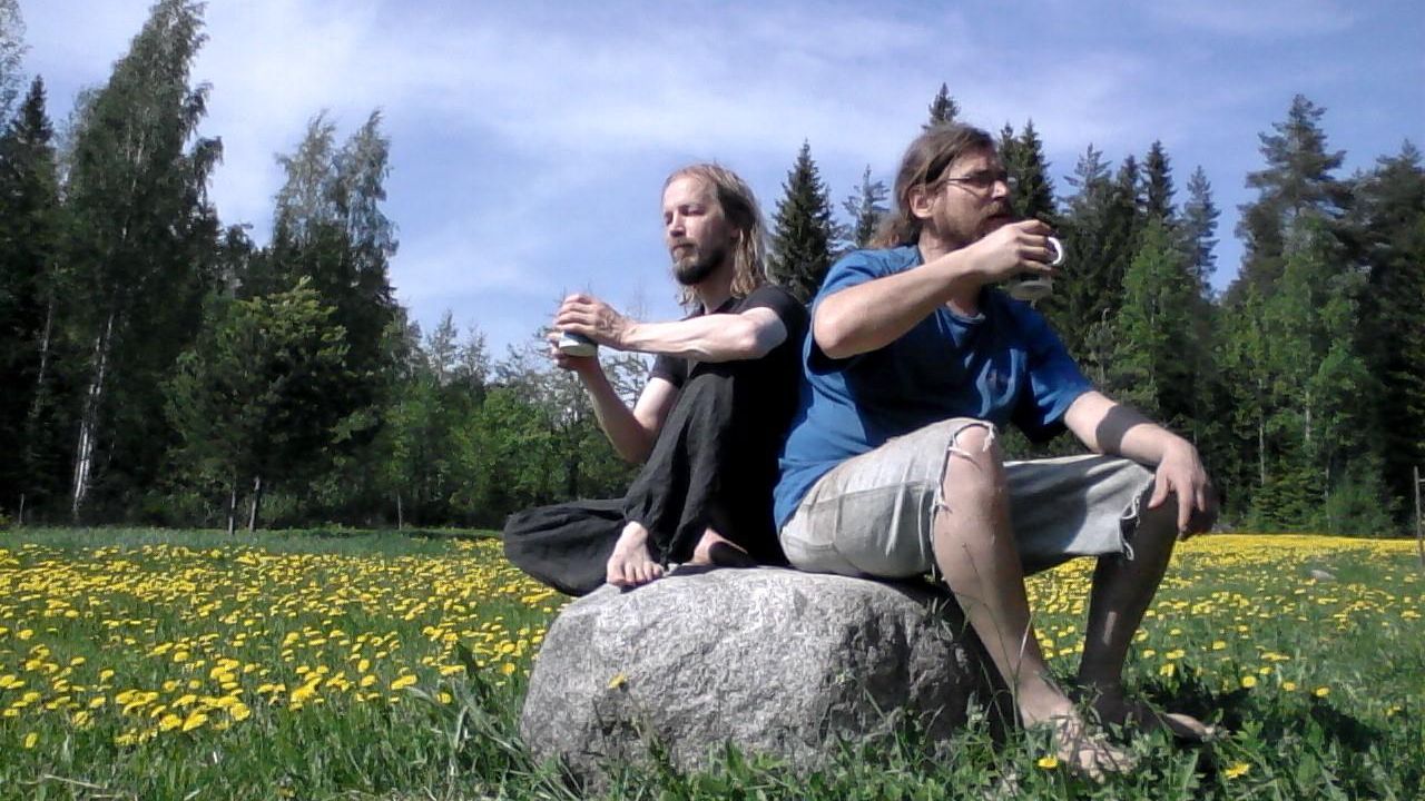 Sami and Erkka relaxing in nature