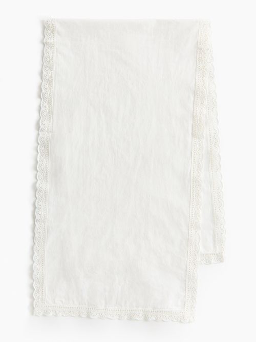 Lace-Trimmed Cotton Table Runner